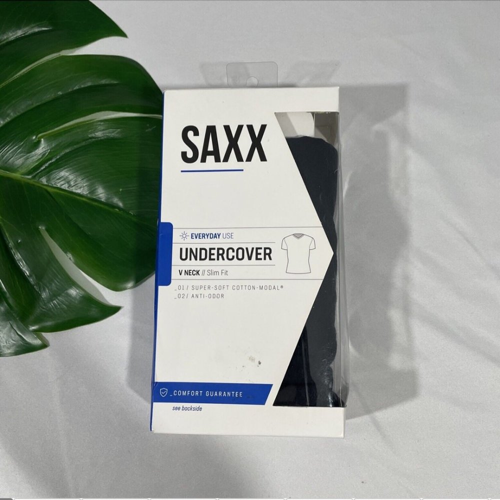 NIB $35 SAXX [ Small‎ ] Undercover V-neck Undershirt Top in Black - Picture 2 of 16